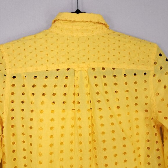 J.Crew Button Up Shirt And Tank Eyelet Womens Size 00 Yellow Cotton Boho Beach - Picture 14 of 16